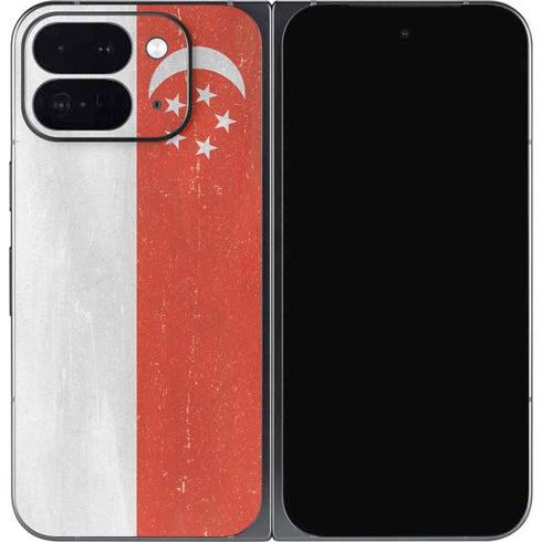 Singapore Flag Distressed Google Pixel 9 Pro Fold Skin